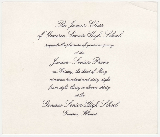 1968 Senior Prom Announcement